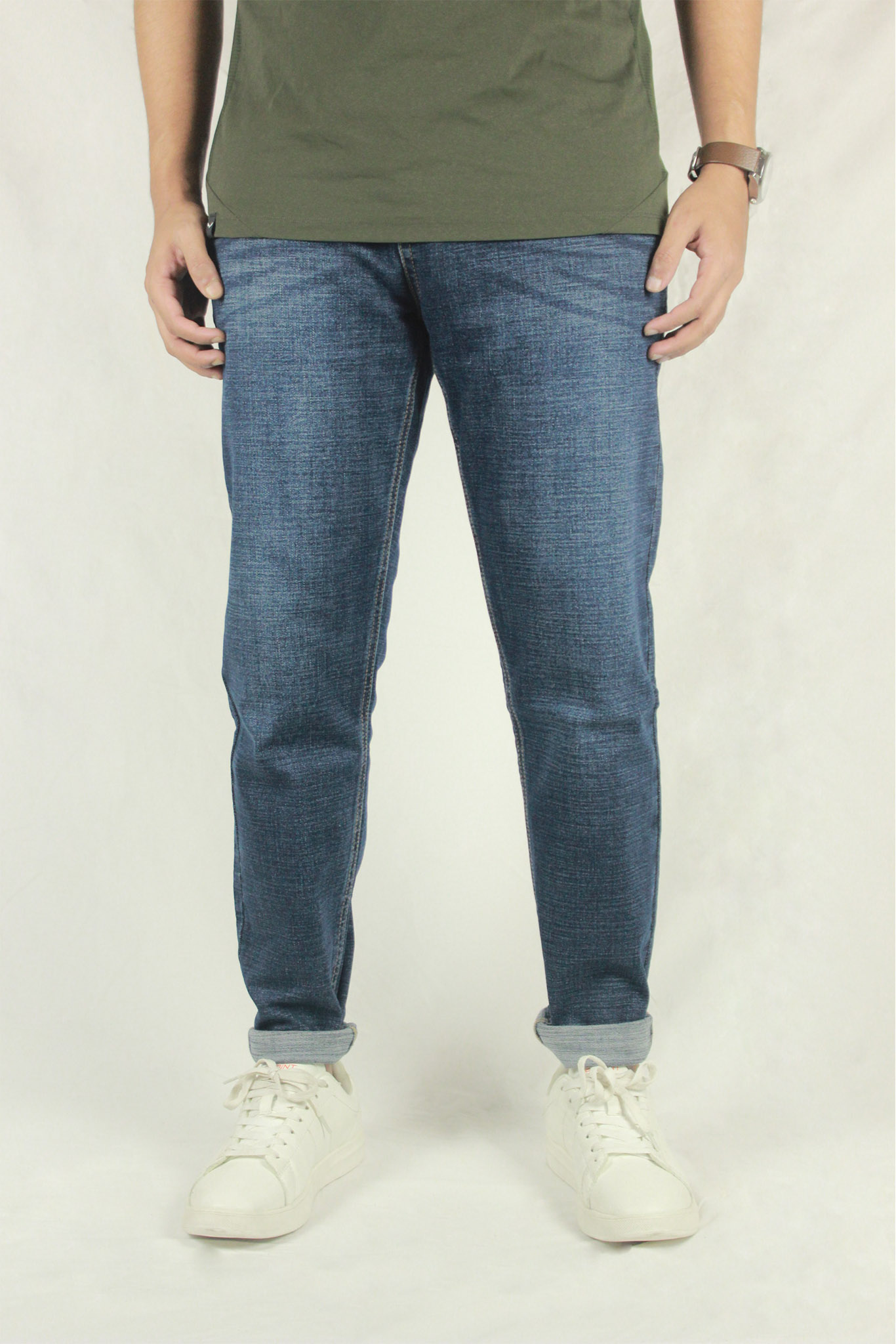 men blue denim